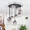 Koyoto Plafonnier, Boule lumineuse 57 cm Clair, Fumé, 9 lumières