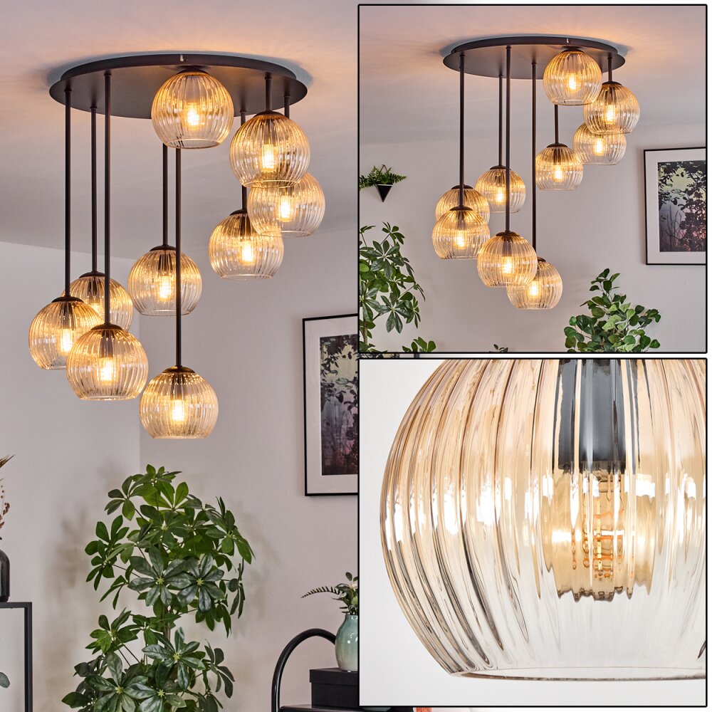 Koyoto Plafonnier, Boule lumineuse Ambre, Clair, 9 lumières main product photo