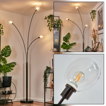 Nikkala Lampadaire Chrome, Noir, 3 lumières Nikkala Lampadaire Chrome, Noir, 3 lumières