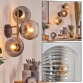 Koyoto Boule lumineuse, Applique murale Or, Noir, 3 lumières