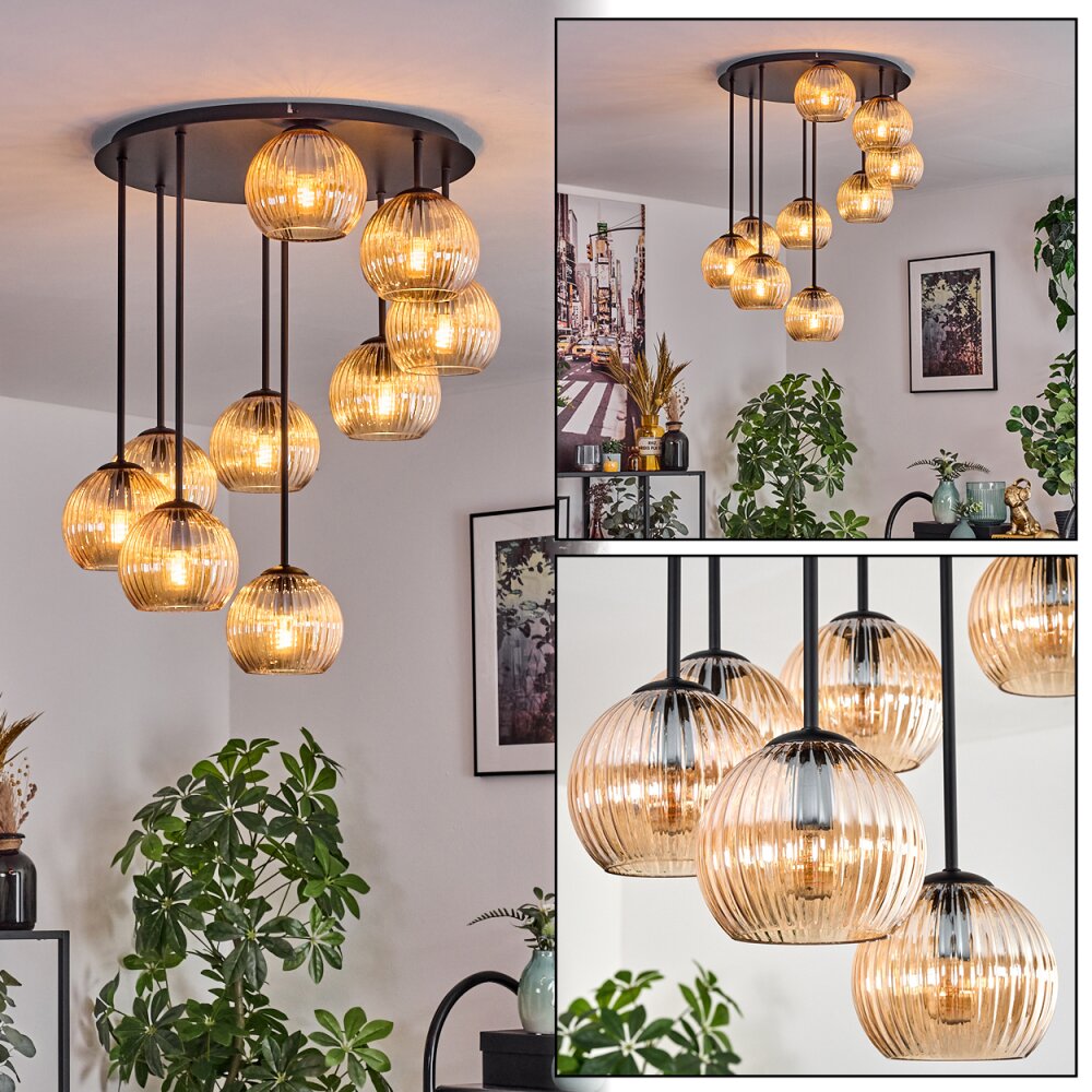 Koyoto Plafonnier, Boule lumineuse 57 cm Ambre, 9 lumières main product photo