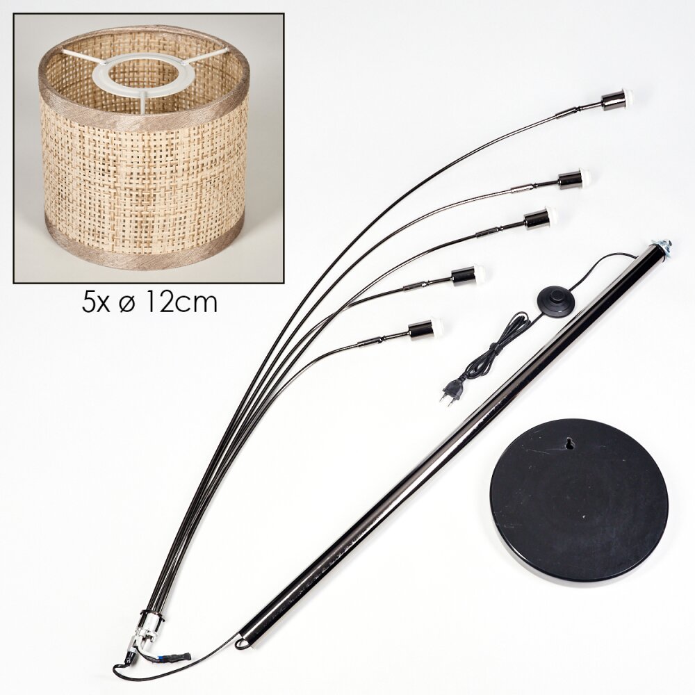 Sabadim Lampadaire Chrome, Noir, 5 lumières