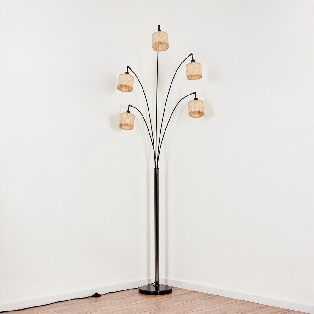 Sabadim Lampadaire Chrome, Noir, 5 lumières