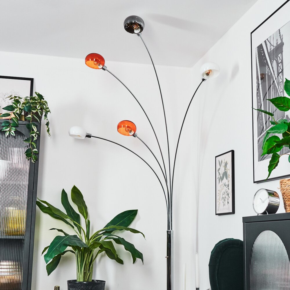 Nikkala Lampadaire Chrome, Blanc, 5 lumières