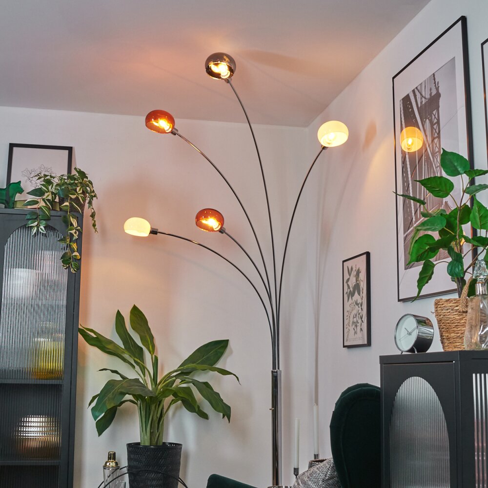 Nikkala Lampadaire Chrome, Blanc, 5 lumières