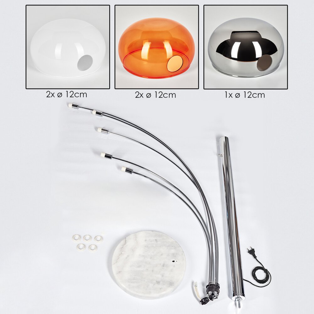 Nikkala Lampadaire Chrome, Blanc, 5 lumières