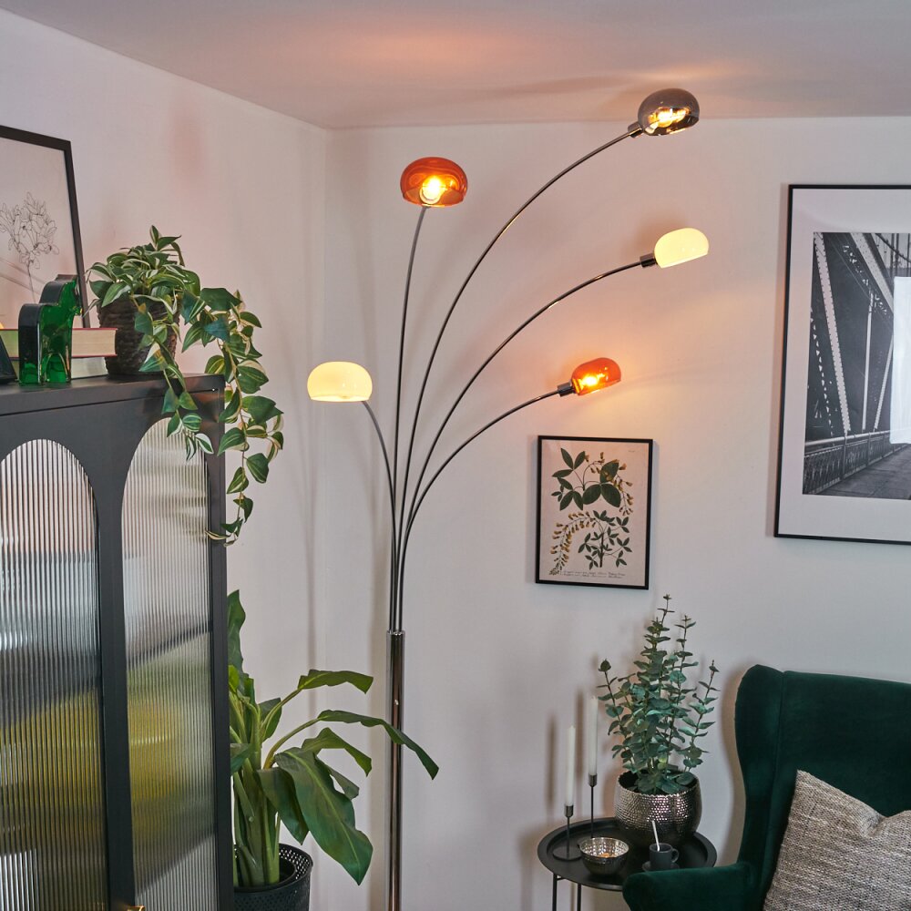 Nikkala Lampadaire Chrome, Blanc, 5 lumières