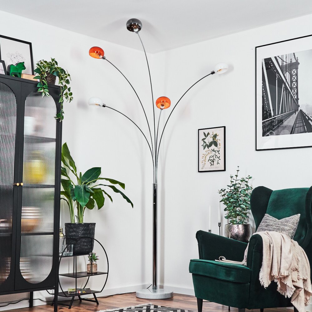 Nikkala Lampadaire Chrome, Blanc, 5 lumières