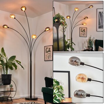 Nikkala Lampadaire Chrome, Noir, 5 lumières