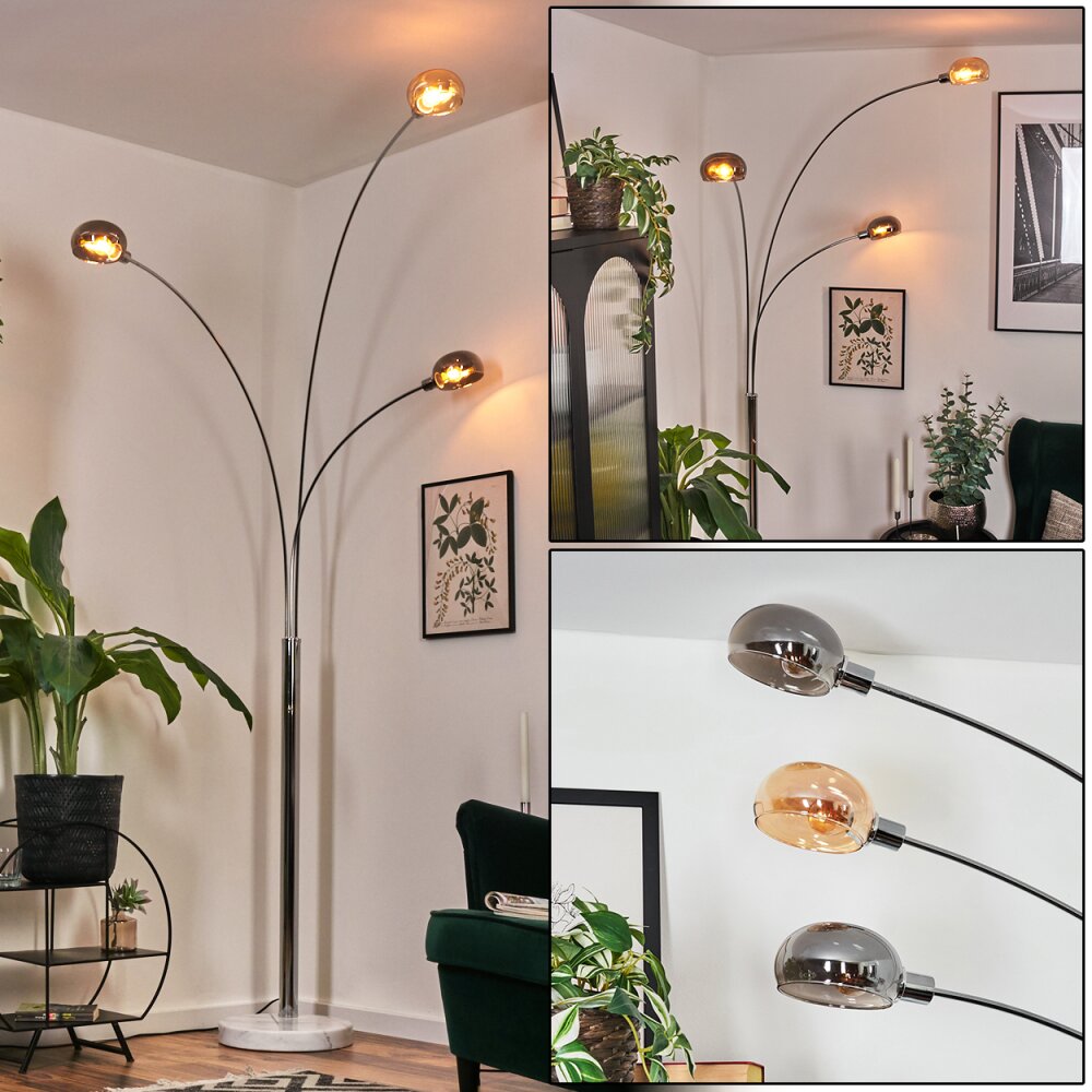 Nikkala Lampadaire Chrome, Blanc, 3 lumières main product photo