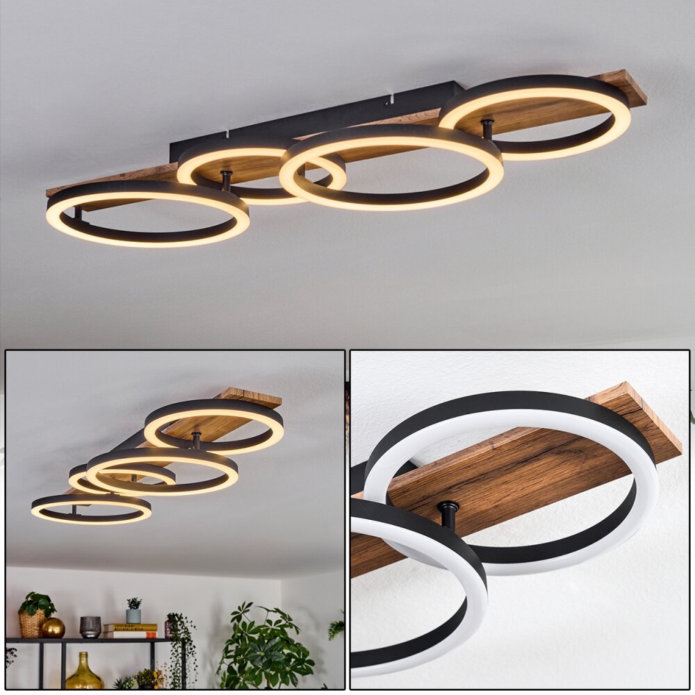 Cascada Plafonnier LED Brun, Couleur bois, Noir, 1 lumière main product photo