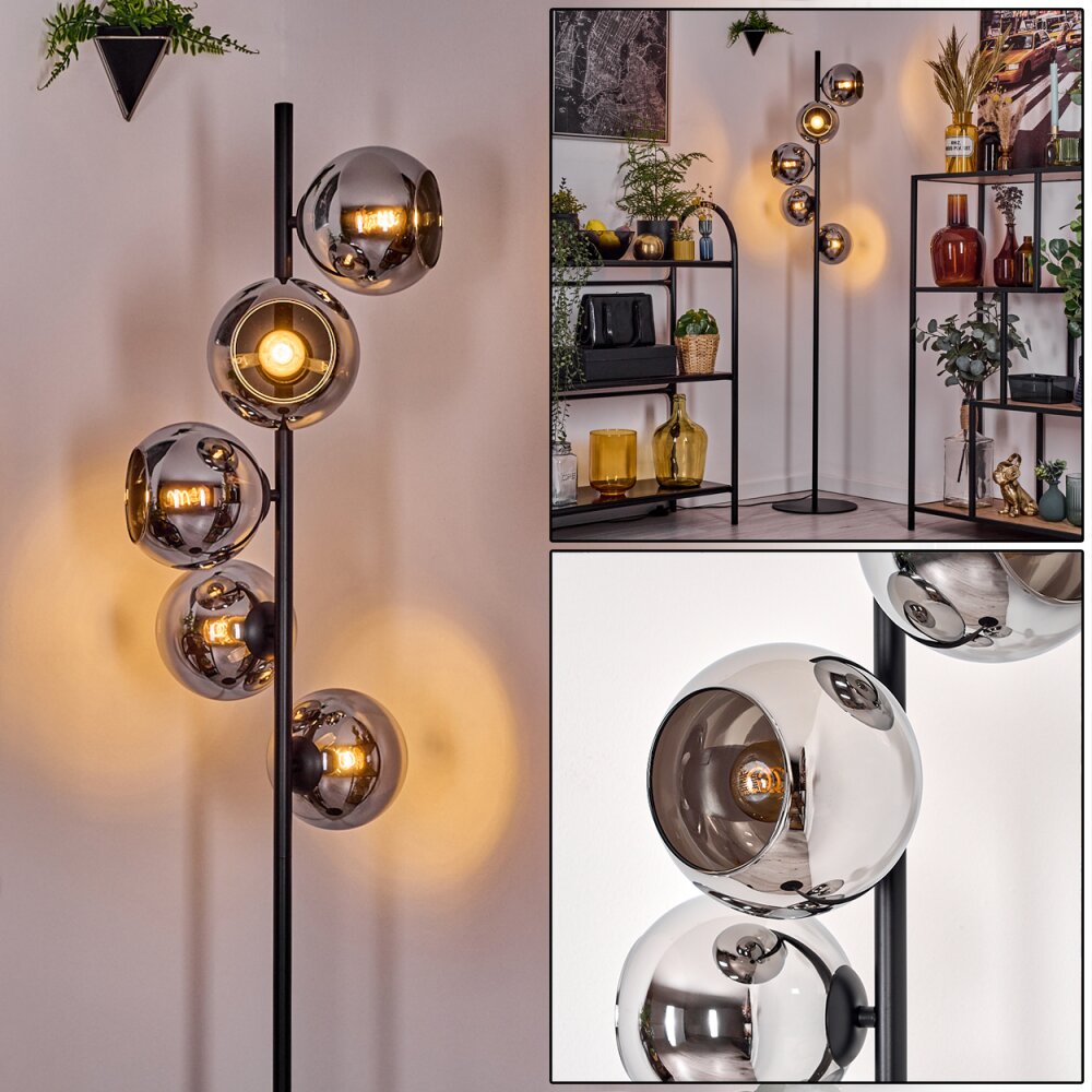 Koyoto Lampadaire 31 cm Chrome, Fumé, 5 lumières main product photo