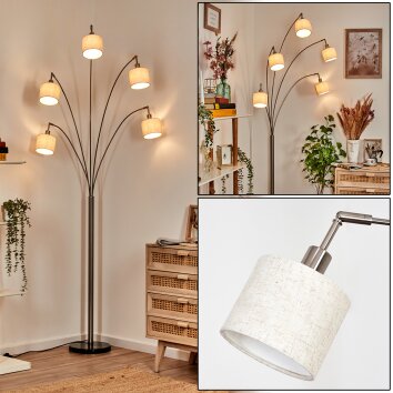 Bassagoda Lampadaire Nickel mat, Noir, 5 lumières