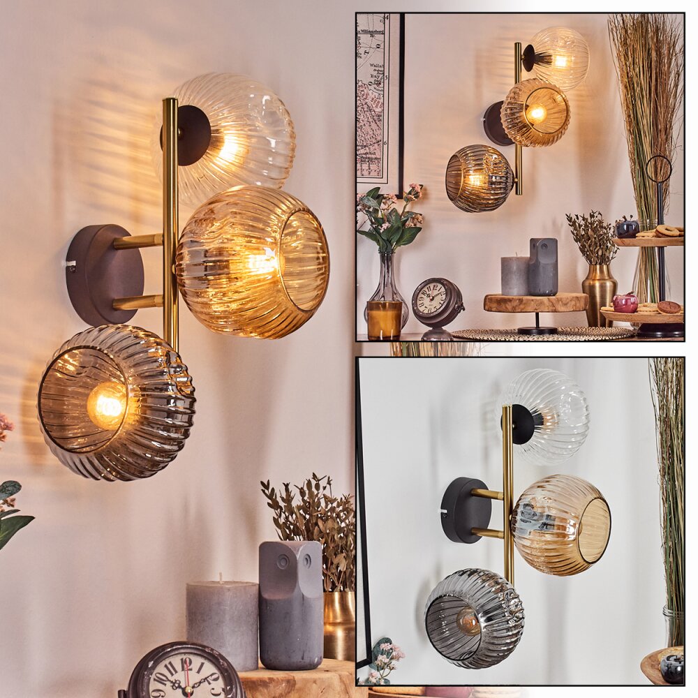 Ripoll Boule lumineuse, Applique murale Or, Noir, 3 lumières main product photo