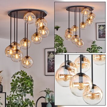 Gastor Plafonnier, Boule lumineuse 57 cm Ambre, Clair, 9 lumières