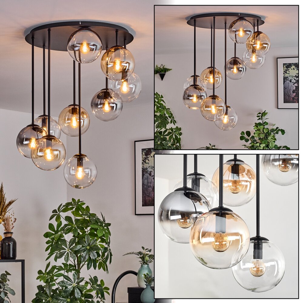 Gastor Plafonnier, Boule lumineuse 57 cm Ambre, Clair, Fumé, 9 lumières main product photo