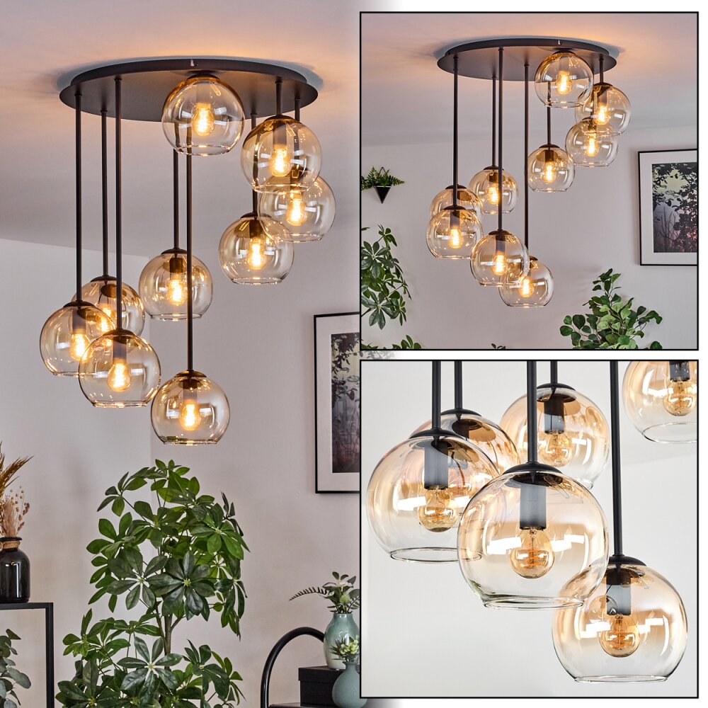Koyoto Plafonnier, Boule lumineuse 57 cm Ambre, Clair, 9 lumières main product photo