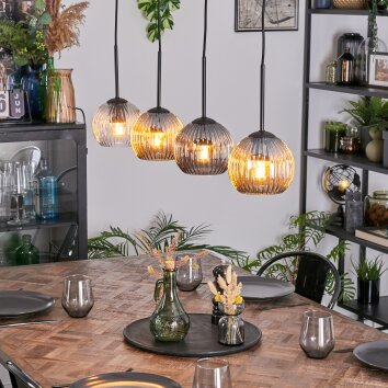 Ripoll Suspension, Boule lumineuse, Suspension Ambre, Clair, Fumé, 4 lumières