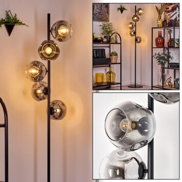 Ripoll Lampadaire Chrome, Clair, Fumé, 5 lumières