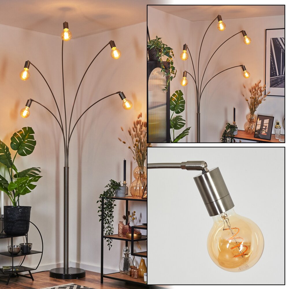 Codecreo Lampadaire Nickel mat, Noir, 5 lumières main product photo