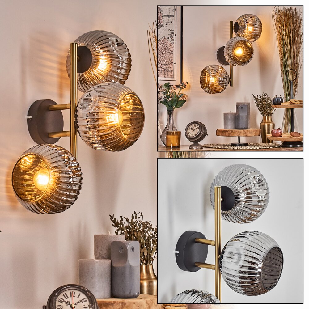 Ripoll Boule lumineuse, Applique murale Or, Noir, 3 lumières main product photo