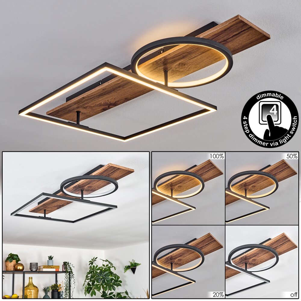 Pompu Plafonnier LED Brun, Couleur bois, Noir, 1 lumière main product photo