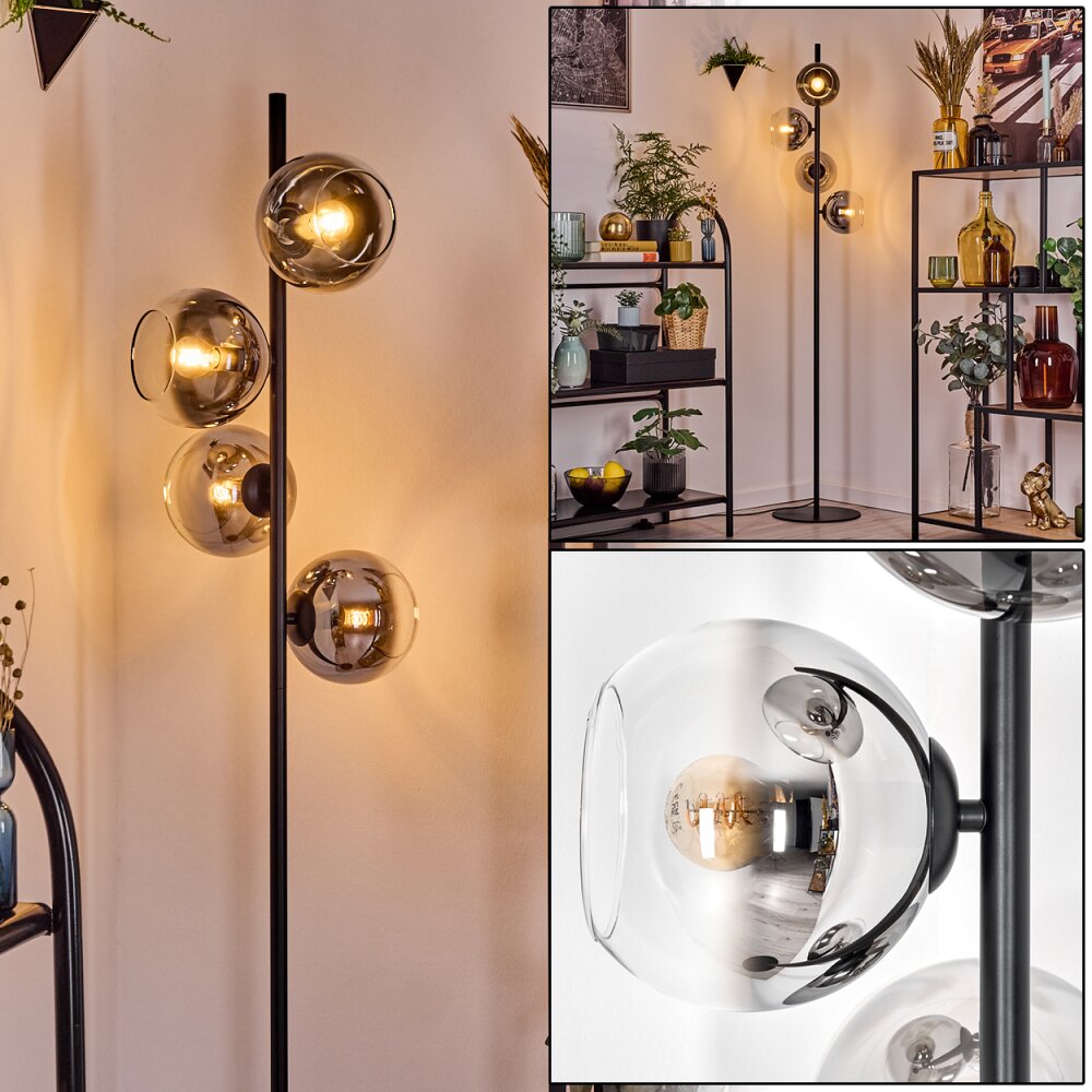 Koyoto Lampadaire Chrome, Clair, Fumé, 4 lumières main product photo