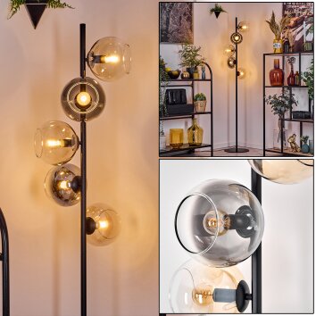 Koyoto Lampadaire Ambre, Clair, Fumé, 5 lumières
