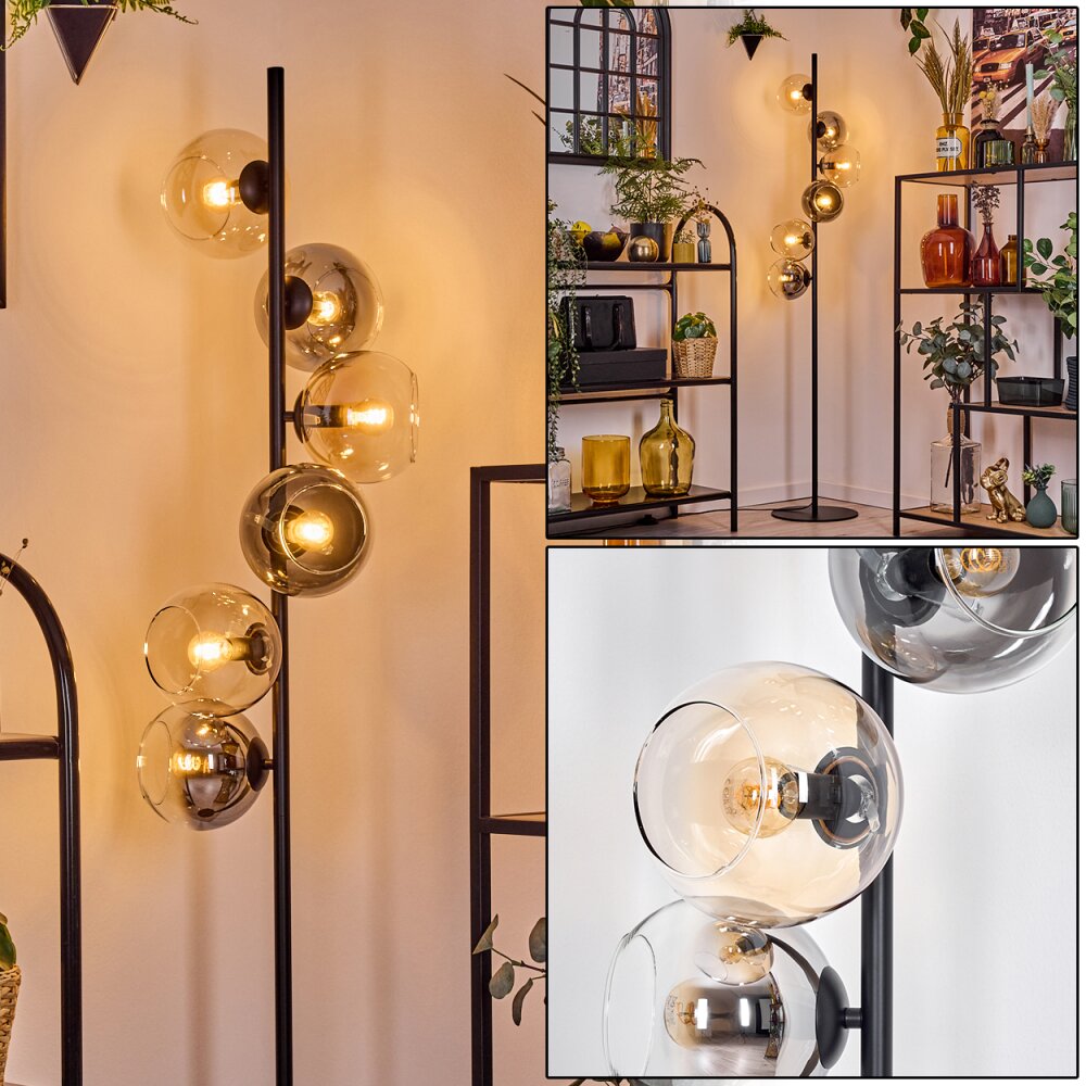 Koyoto Lampadaire Ambre, Clair, Fumé, 6 lumières main product photo
