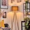 Soungou Lampadaire Bois clair, Blanc, 1 lumière