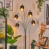 Alsen Lampadaire Chrome, Noir, 5 lumières