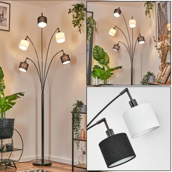Bassagoda Lampadaire Chrome, Noir, 5 lumières