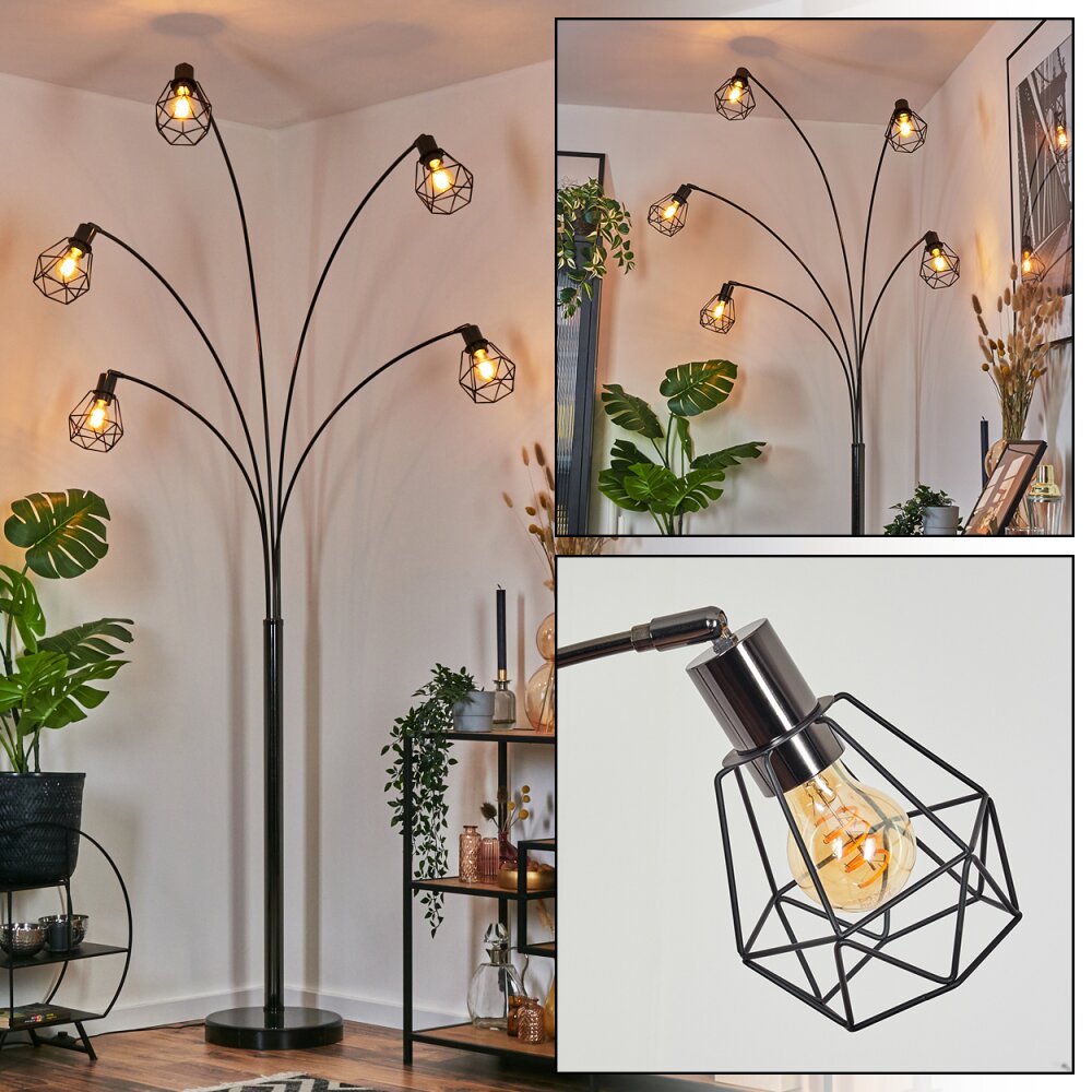 Yaak Lampadaire Chrome, Noir, 5 lumières main product photo