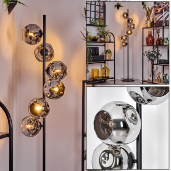 Ripoll Lampadaire Chrome, Fumé, 6 lumières
