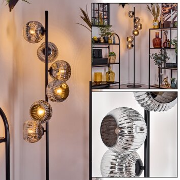 Ripoll Lampadaire Chrome, Fumé, 6 lumières