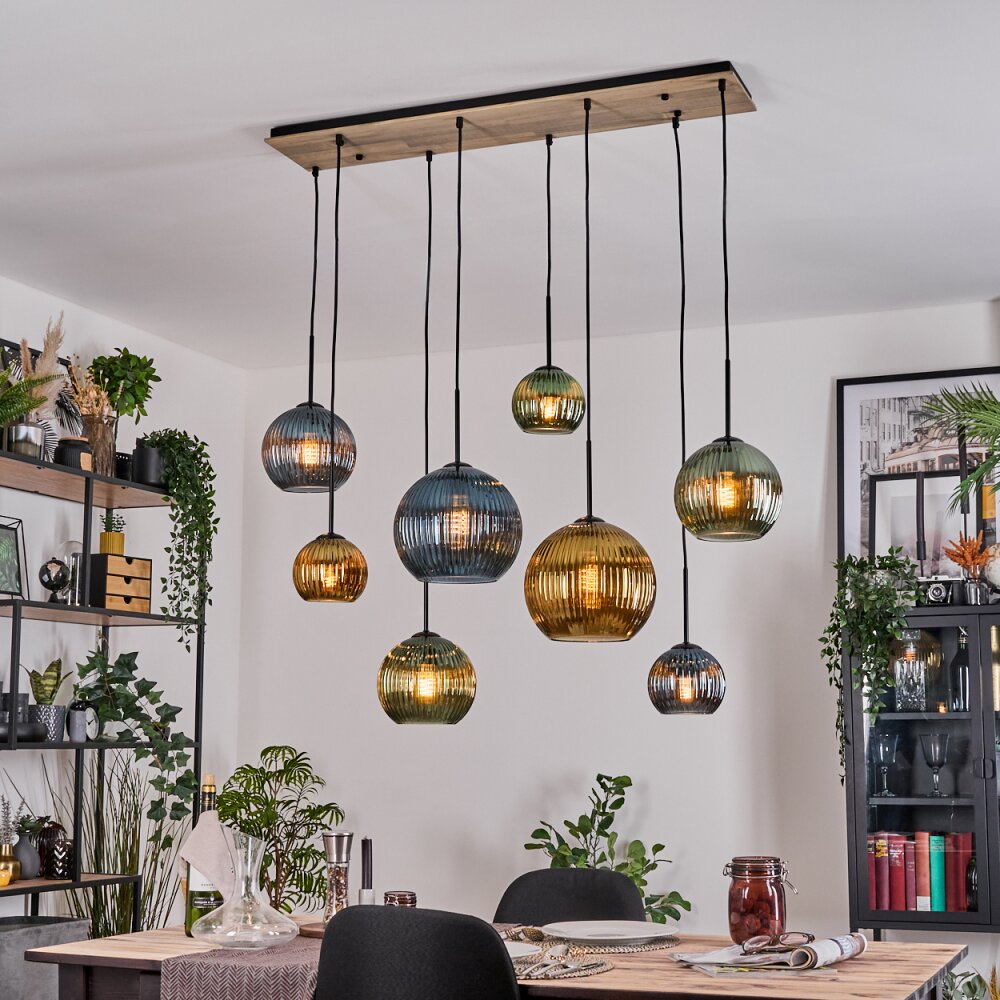 Koyoto Suspension, Boule lumineuse, Suspension Écru, Noir, 8 lumières main product photo