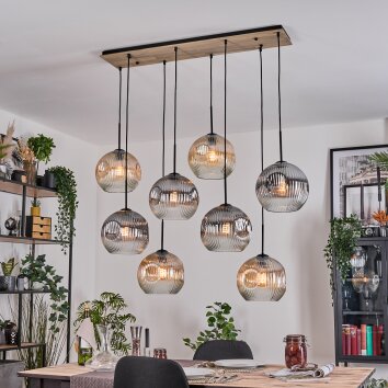 Koyoto Suspension, Boule lumineuse, Suspension Écru, Noir, 8 lumières
