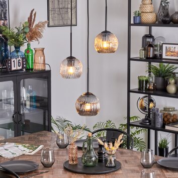 Ripoll Suspension, Boule lumineuse, Suspension Ambre, Clair, Fumé, 3 lumières