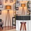 Soungou Lampadaire Chrome, Bois foncé, 1 lumière