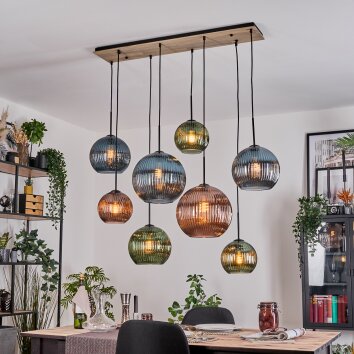 Koyoto Suspension, Boule lumineuse, Suspension Écru, Noir, 8 lumières