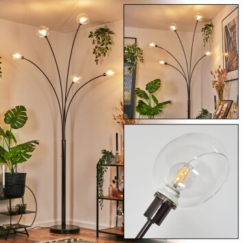 Nikkala Lampadaire Chrome, Noir, 5 lumières