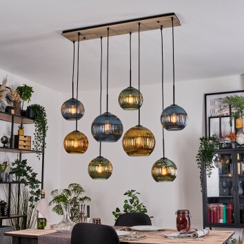 Koyoto Suspension, Boule lumineuse, Suspension Écru, Noir, 8 lumières