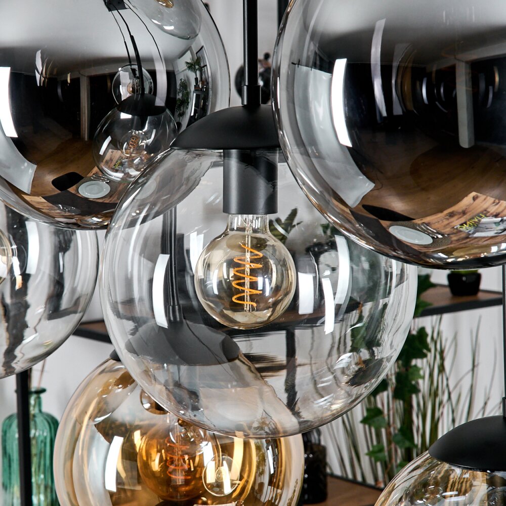 Gastor Suspension, Boule lumineuse, Suspension Ambre, Clair, Fumé, 8 lumières