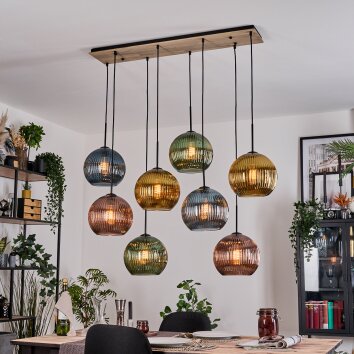 Koyoto Suspension, Boule lumineuse, Suspension Écru, Noir, 8 lumières