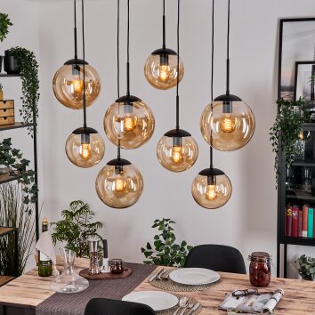 Gastor Suspension, Boule lumineuse, Suspension Ambre, 8 lumières