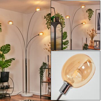 Nikkala Lampadaire Chrome, Blanc, 3 lumières