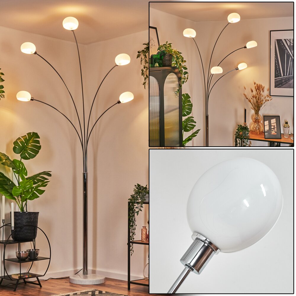 Nikkala Lampadaire Chrome, Blanc, 5 lumières main product photo