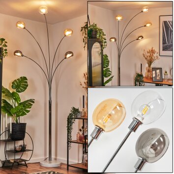 Nikkala Lampadaire Chrome, Blanc, 5 lumières