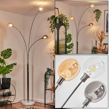 Nikkala Lampadaire Chrome, Blanc, 3 lumières