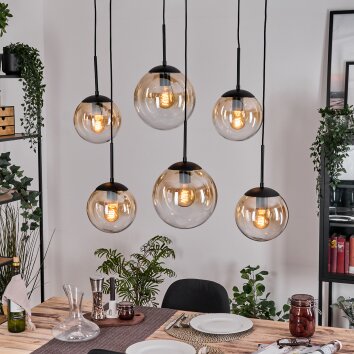 Gastor Suspension, Boule lumineuse, Suspension Ambre, Clair, 6 lumières